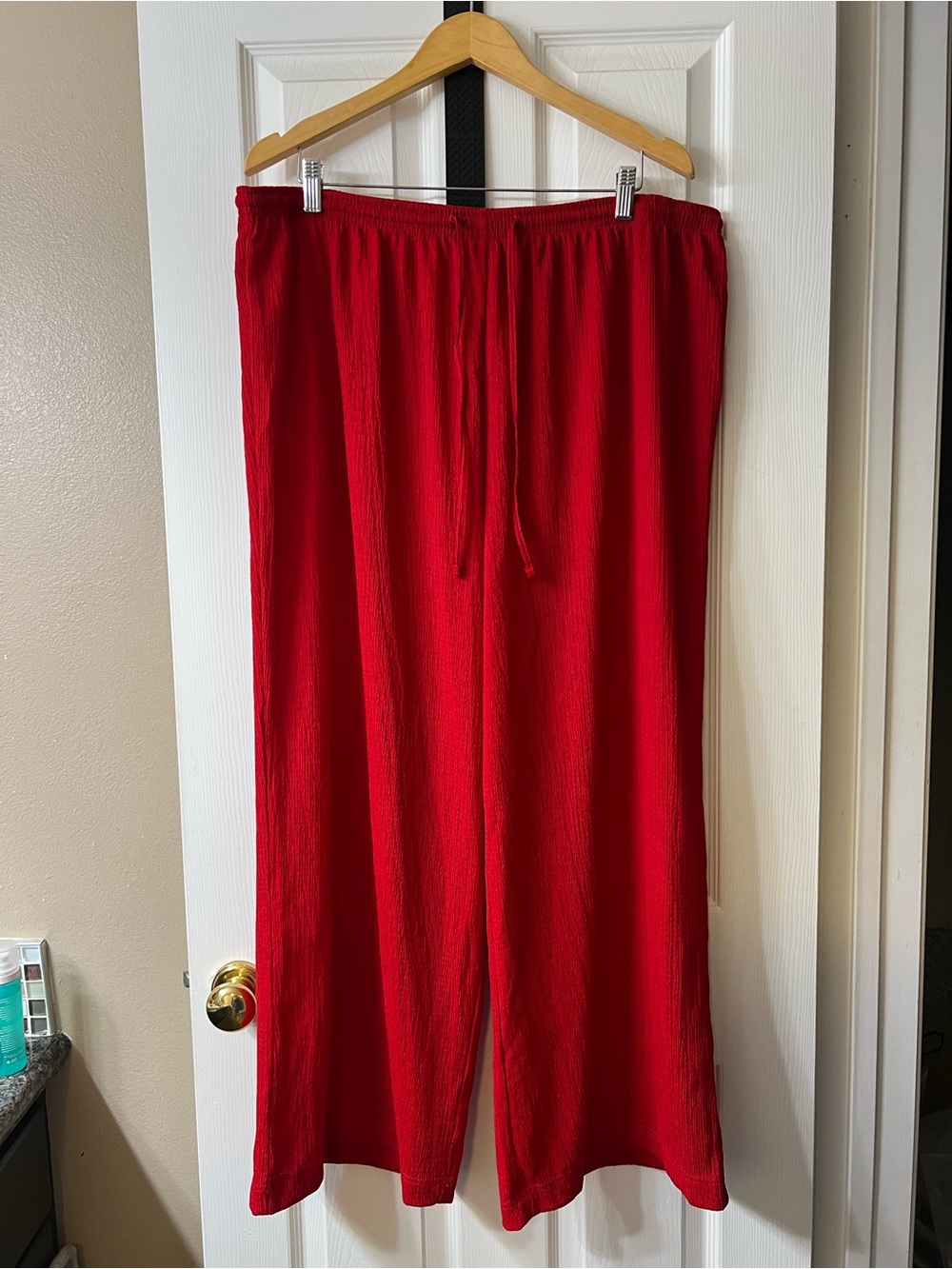 H&M Red Wide-Leg Drawstring Pants
